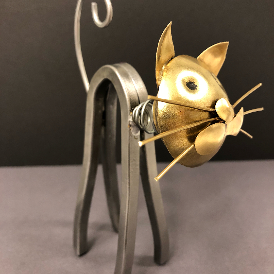 creative metal art object made from recycled materials